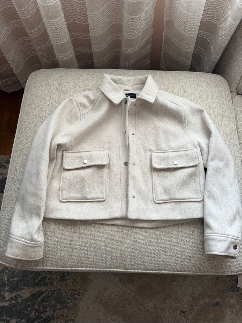 Women’s Cream Wool Snap-Front Jacket